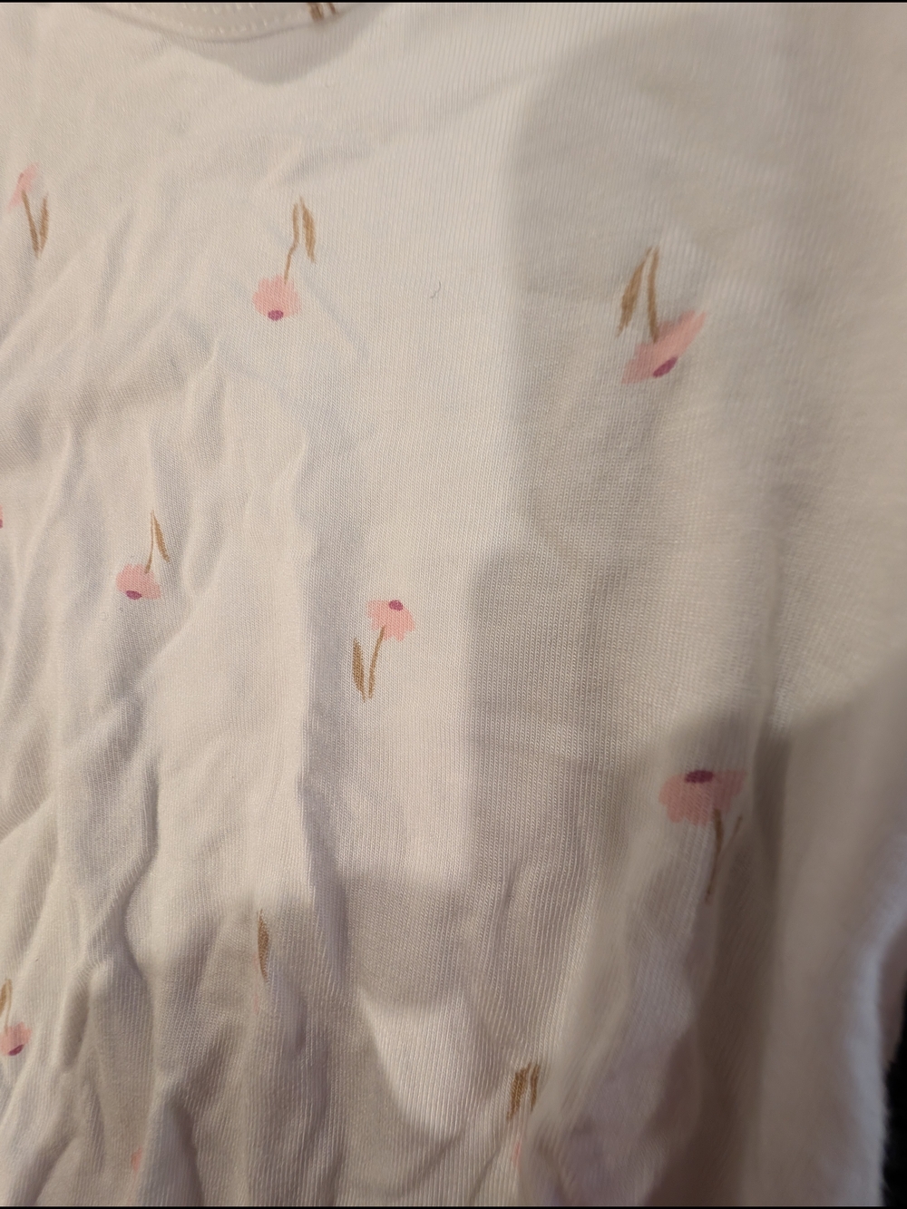 Girls's White Pajama Set with Pink Floral Print - Picture 4 of 4